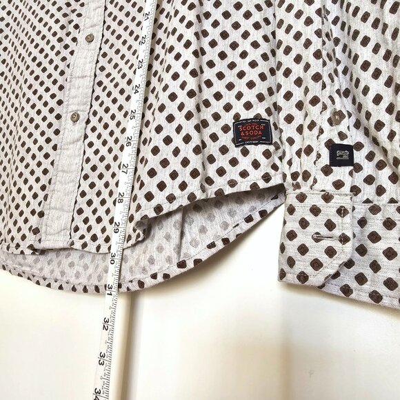 Scotch & Soda Block Print 100% Cotton Wake Up Call Regular Fit Button Up Shirt L - Picture 5 of 11